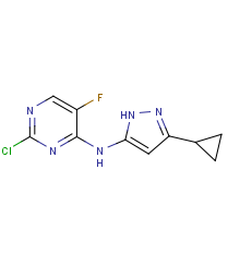 2-chloro-N-(3-cyclopropyl-1H-pyrazol-5-yl)-5-fluoropyrimidin-4-amine