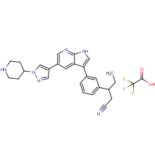3-(3-(5-(1-(piperidin-4-yl)-1H-pyrazol-4-yl)-1H-pyrrolo[2,3-b]pyridin-3-yl)phenyl)pentanenitrile 2,2,2-trifluoroacetate
